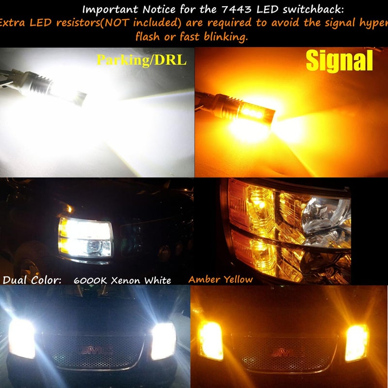 Alla Lighting T25 3457 3157 Switchback LED Turn Signal Lights Dual Color 6000K White/Amber Yellow 12V 4157NAK 3457AK 4057 3057 3757AK 5702AK 4157AK Extremely Super Bright 2835 28-SMD Upgrade - Image 2